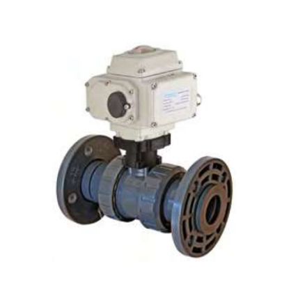 Picture of U-PVC BOTH SIDES FLANGED ELECTRIC ACTUATOR BLL VALVE  FOR ACID 110-260 V AC